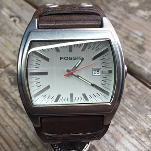 Men's Vintage Fossil Watch Wide Leather Band